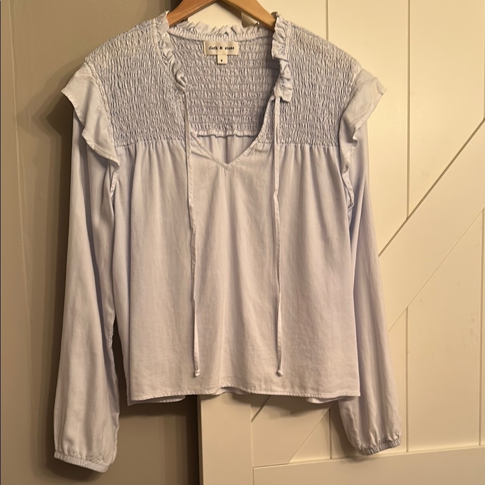Light Blue Smocked Women's Top